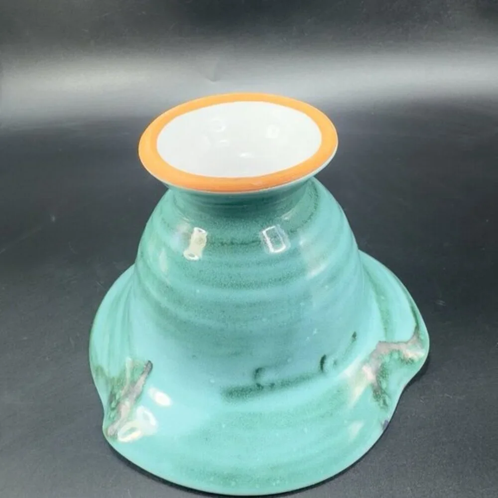 Italian Art Pottery Footed Dish Bowl Container Hand Made RedWare Made‎ In Italy